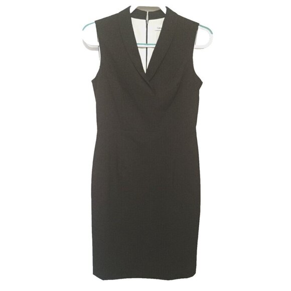 CALVIN KLEIN black sleeveless dress cotton polyester blend women's size 4 - Picture 1 of 4